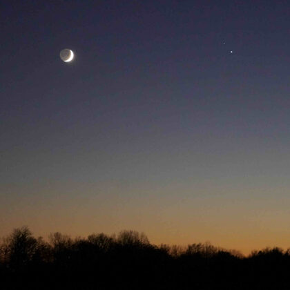 Jupiter und Saturn 4 Tage vor der großen Konjunktion. Foto: H. Hermelingmeier