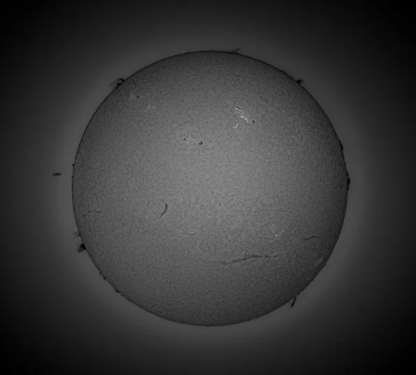 Sonne im Wasserstofflicht. H-Alpha-Teleskop 50/350, Kamera ASI 178MM, SharpCap. U. Braasch