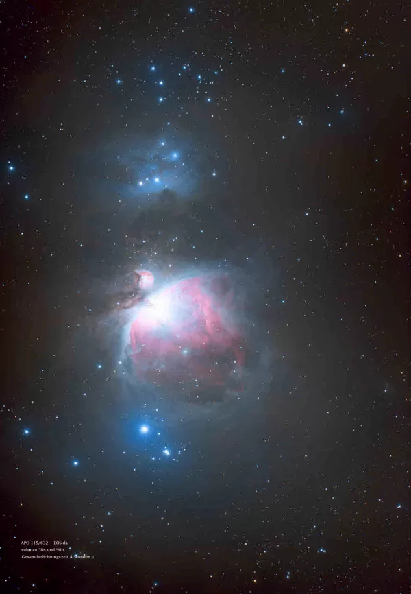 Orionnebel, Nikon D700 mit 70/350mm auf Star-Adventurer, 115 min., R. Kleibrink