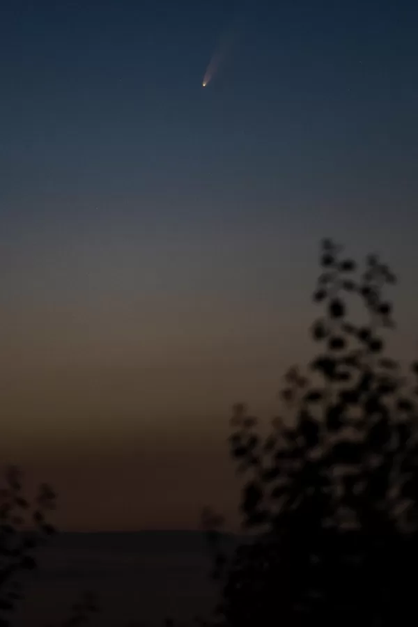 Komet Neowise 05.07.20, Aufnahmedaten: 90mm, ISO 800, f5,6, 2s, gecroppt, N. Wigginghaus